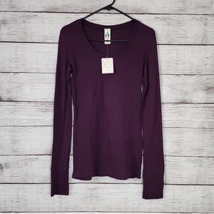 Worn once Free People Button Cuff Long Sleeve Tee Shirt Thermal Purple